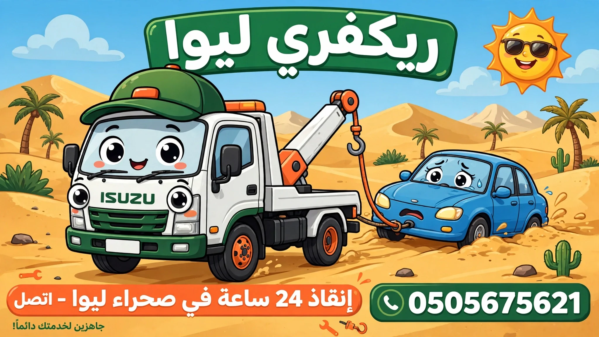 ريكفري ليوا — خدمة انقاذ واستخراج السيارات من الصحراء في واحة ليوا